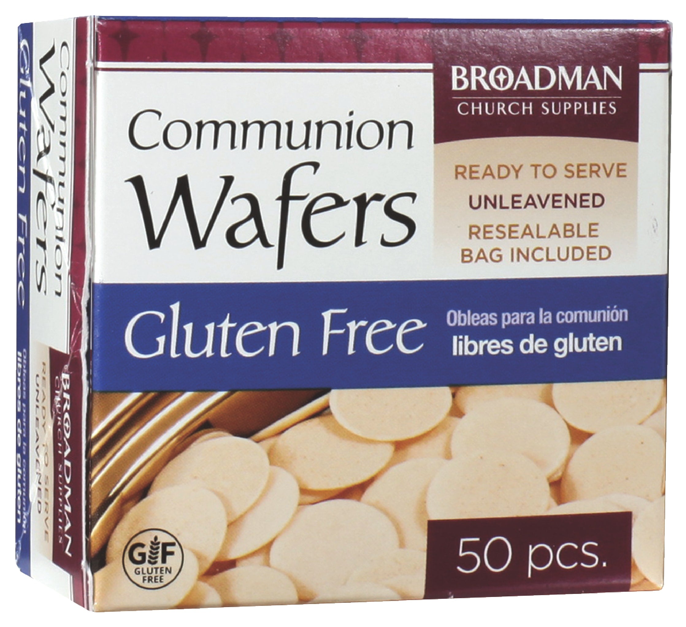 Communion Bread Gluten Free Wafers, 50 Wafers, Re-Sealable Pouch