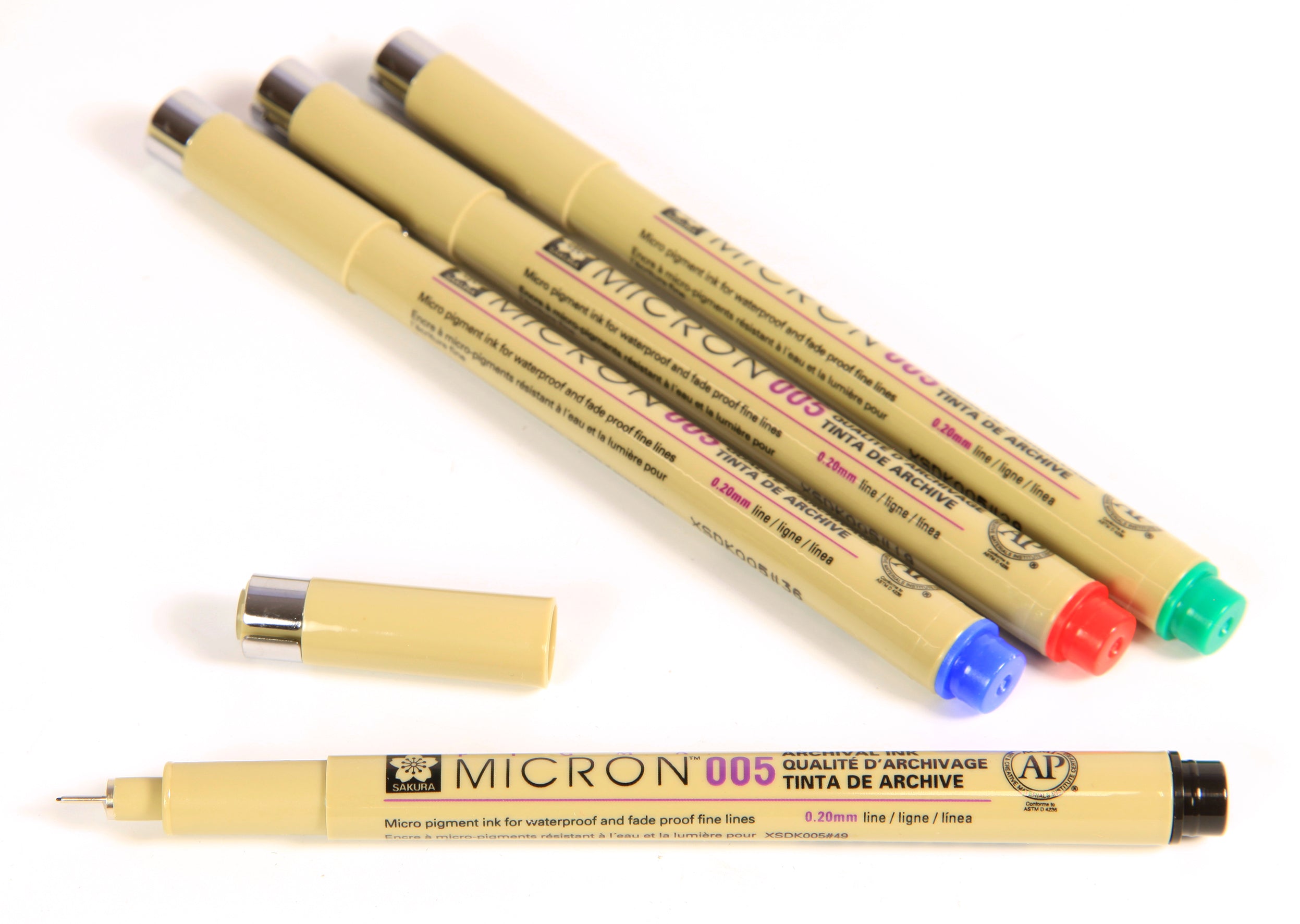Pigma Micron Set of 4 Bible Note Pens:005 Ultra Fine, Black Red Blue & Green