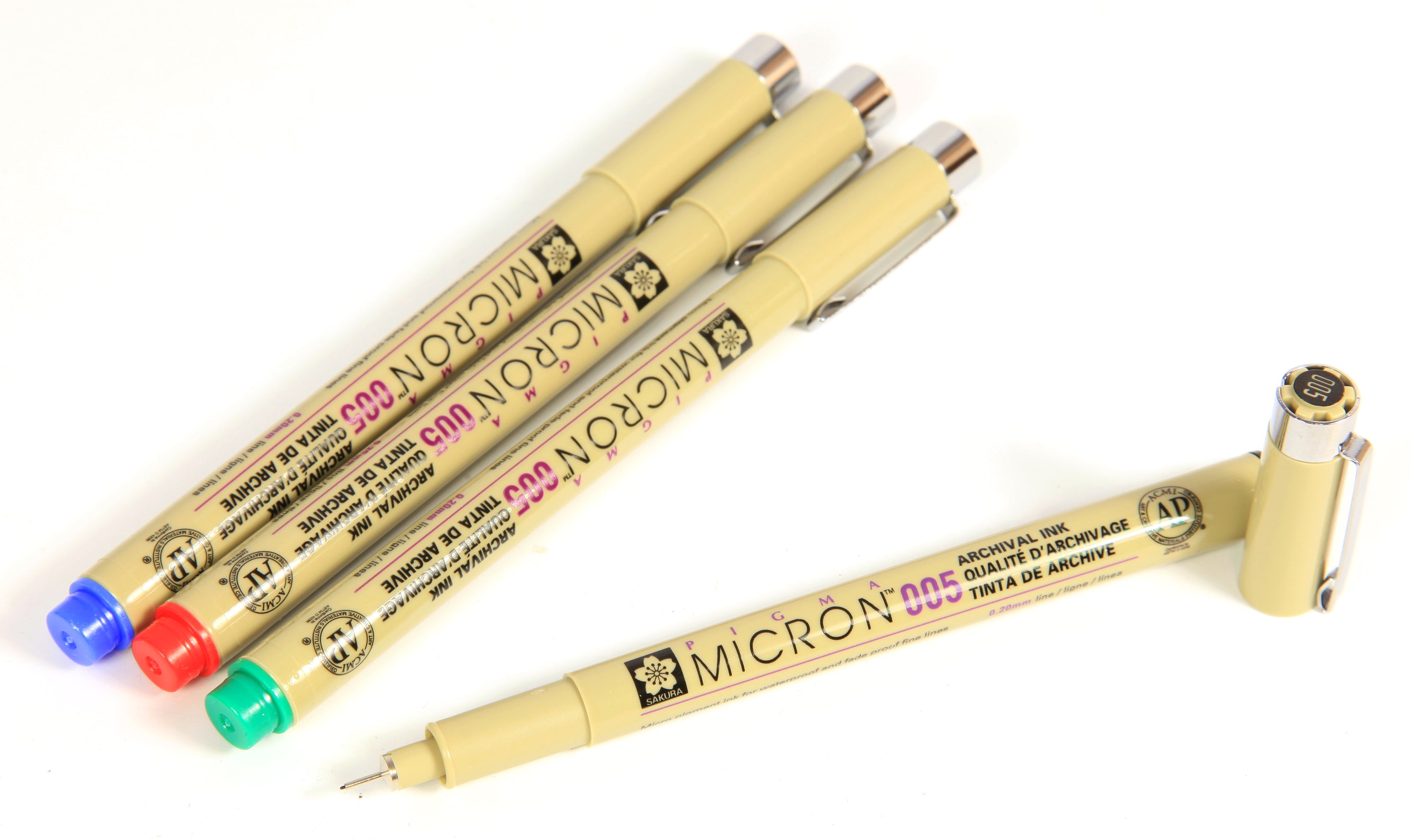 Pigma Micron Set of 4 Bible Note Pens:005 Ultra Fine, Black Red Blue & Green