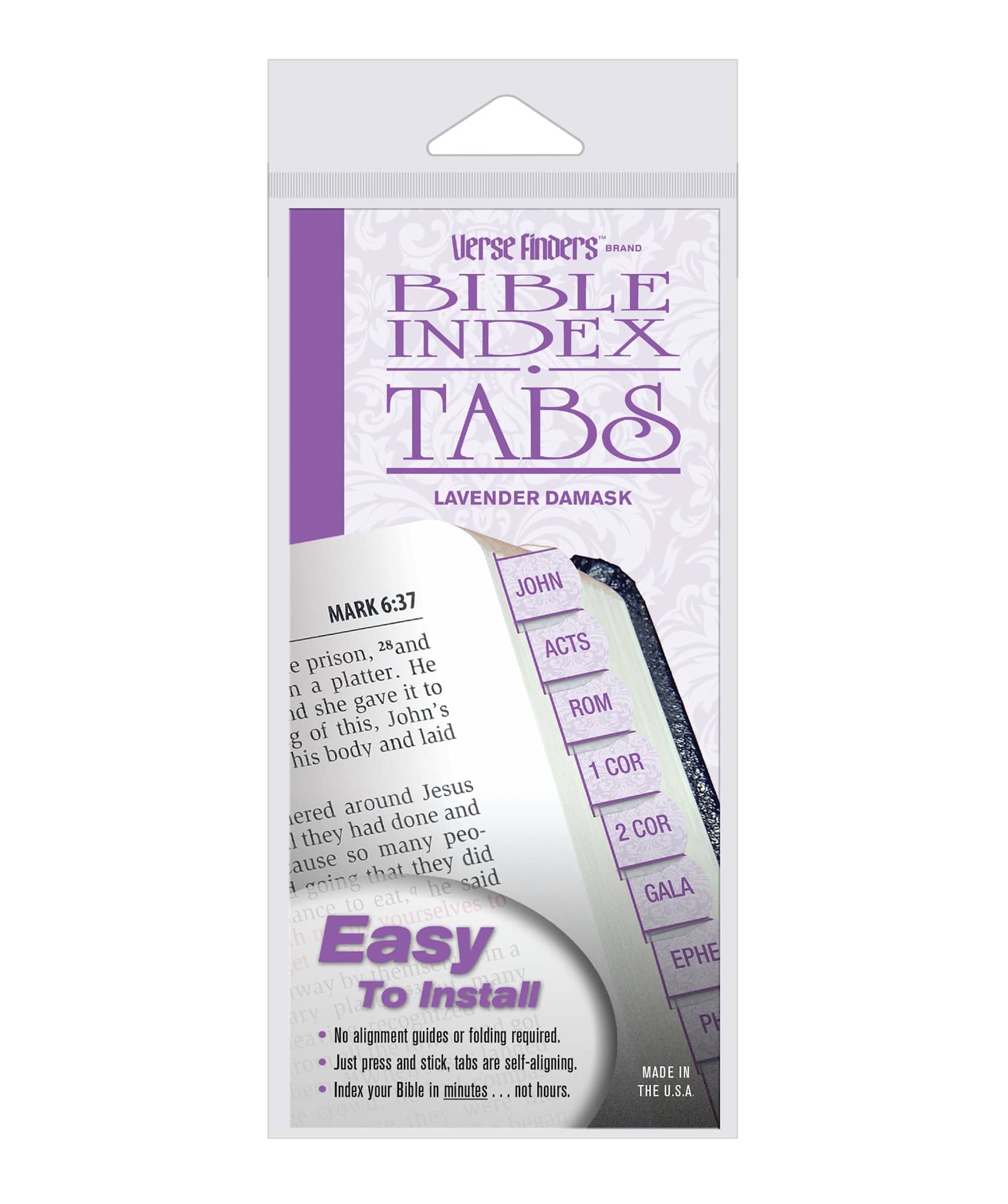Bible Tabs Verse Finder (Horizontal) Damask - Lavender