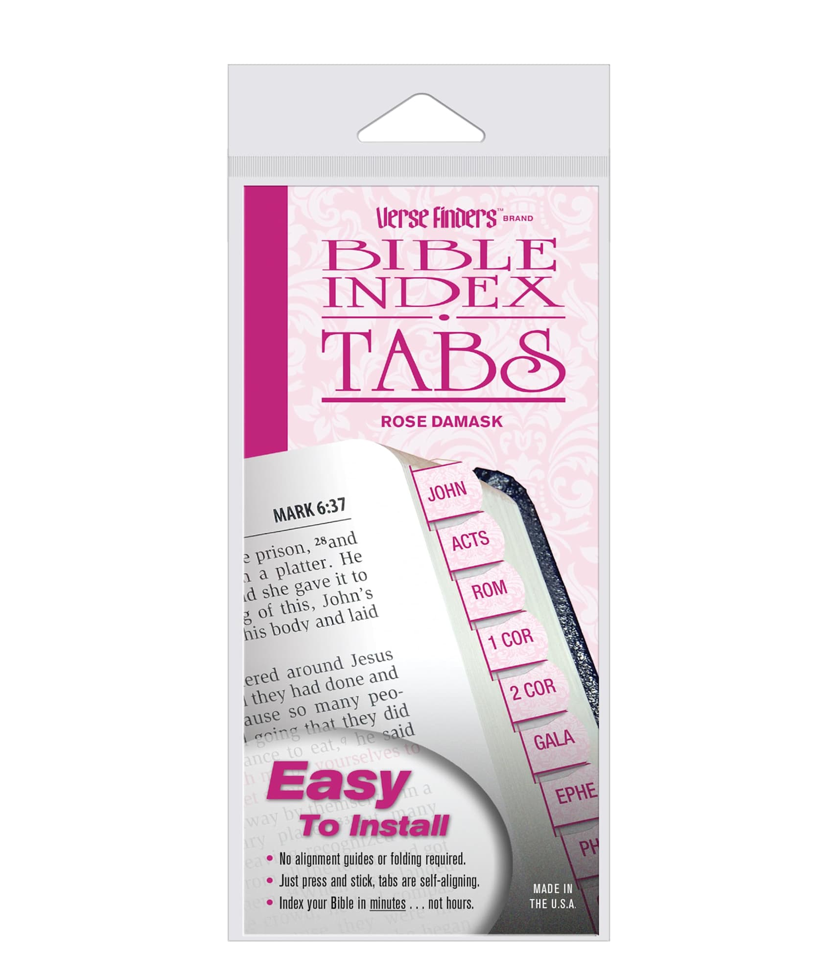 Bible Tabs Verse Finder (Horizontal) Damask - Rose