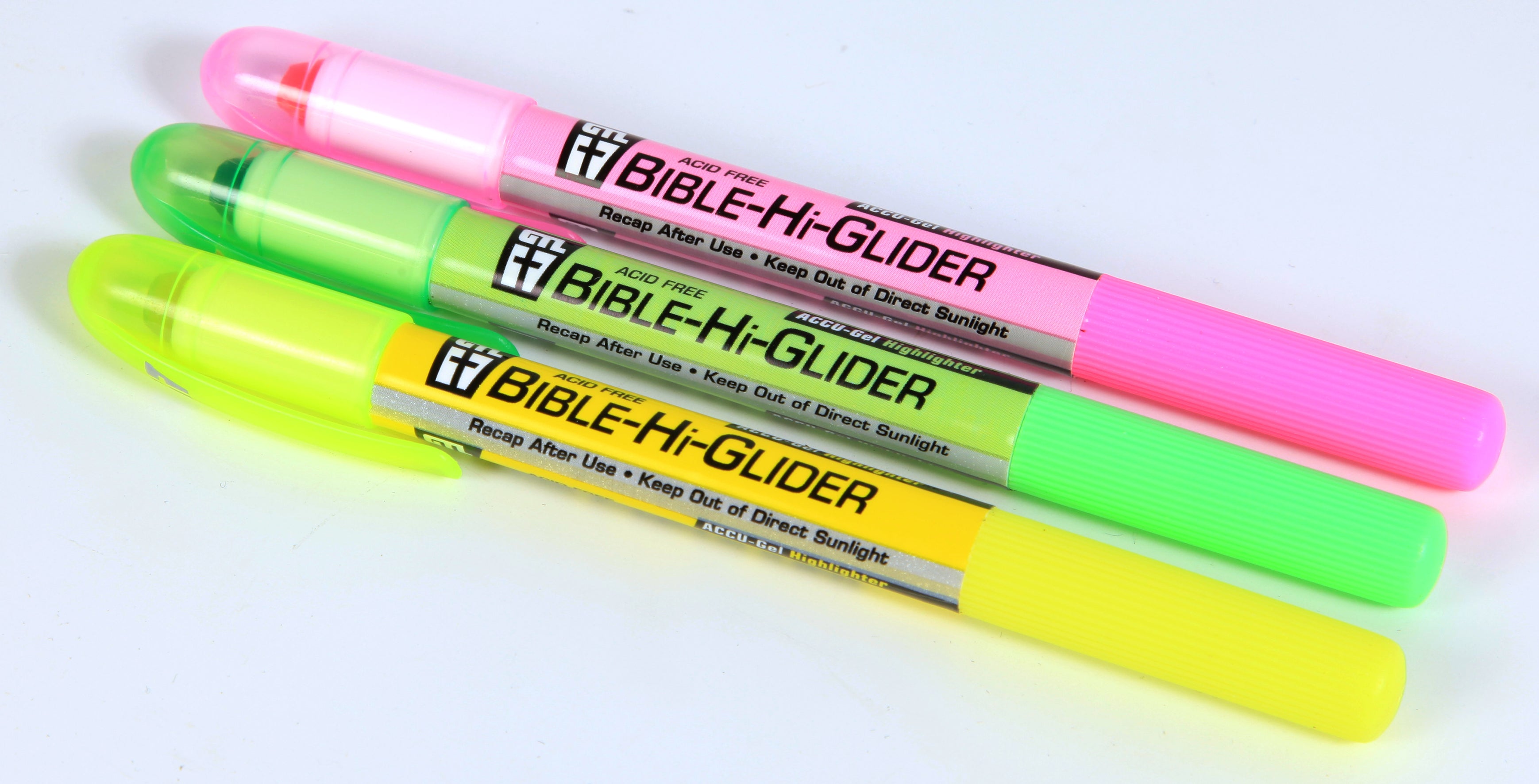 Accu-Gel Bible Hi Glider 3 Piece Study Kit: Yellow Green & Pink