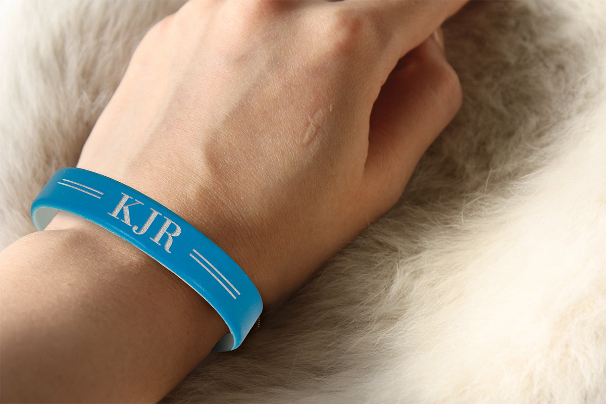 Wristband: Blue and Grey Silicone