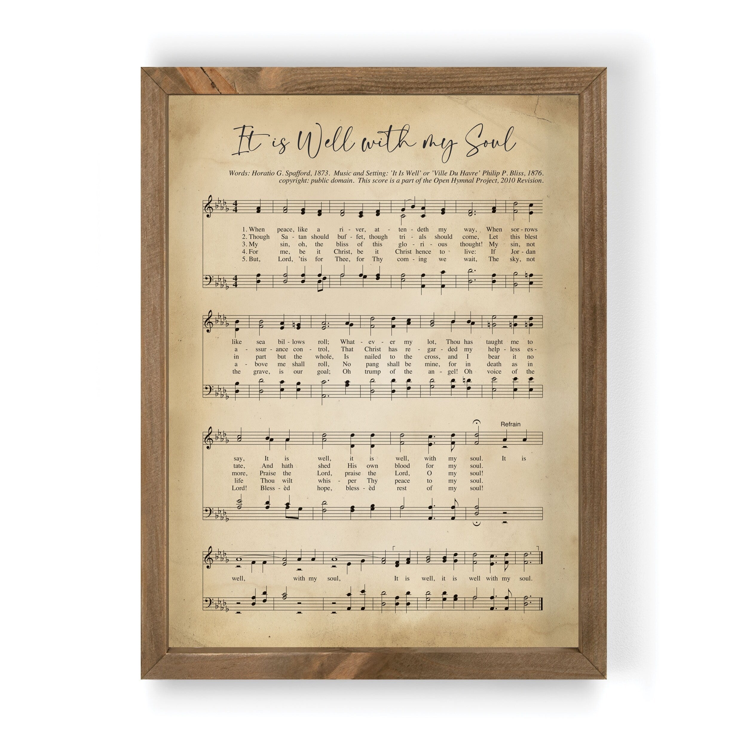 Framed Wall Art, Mdf/Pine: It is Well With My Soul, Music Sheet