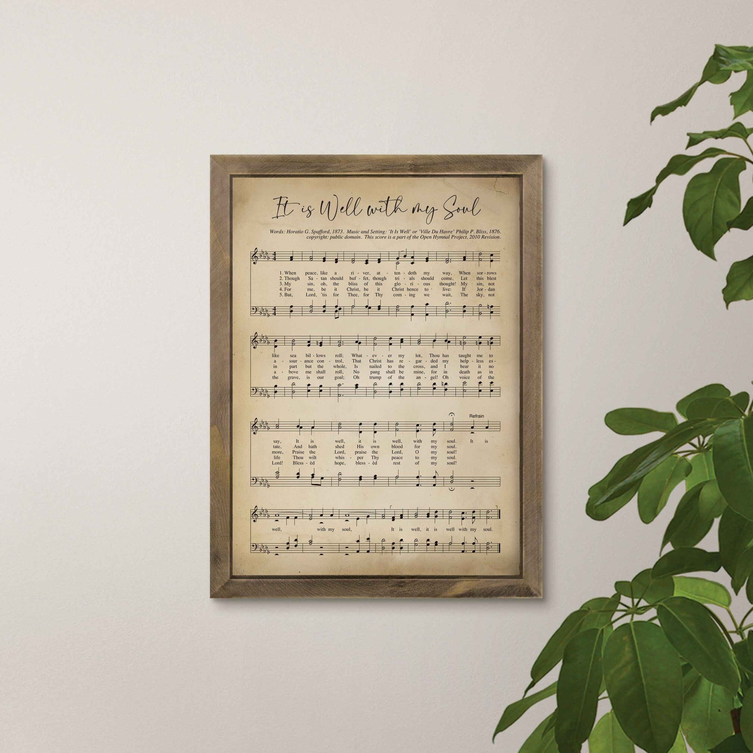 Framed Wall Art, Mdf/Pine: It is Well With My Soul, Music Sheet