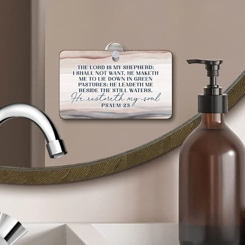 Plaque, Hdf: The Lord is My Shepherd I Shall Not Want He Maketh Me to Lie Down in Green Pastures He Leadeth Me Beside the Still Waters He Restoreth My Soul, Psalm 23