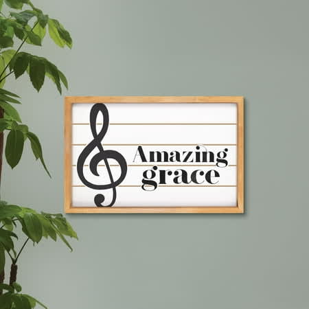 Wall Art, Mdf/Pine: Amazing Grace, Musical Note, Milled Hanger Hole