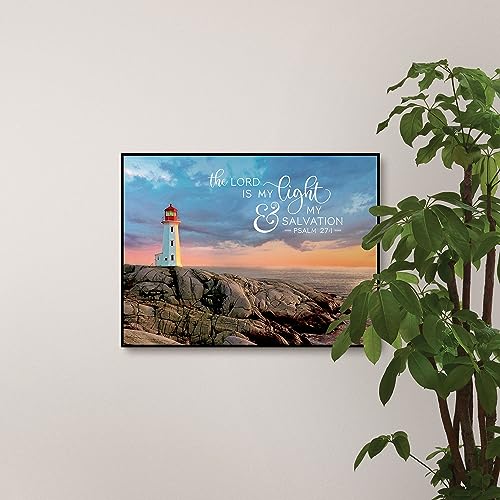 Wall Art, Mdf: The Lord is My Light, Psalm 27:1, Lighthouse, Milled Hanger Hole