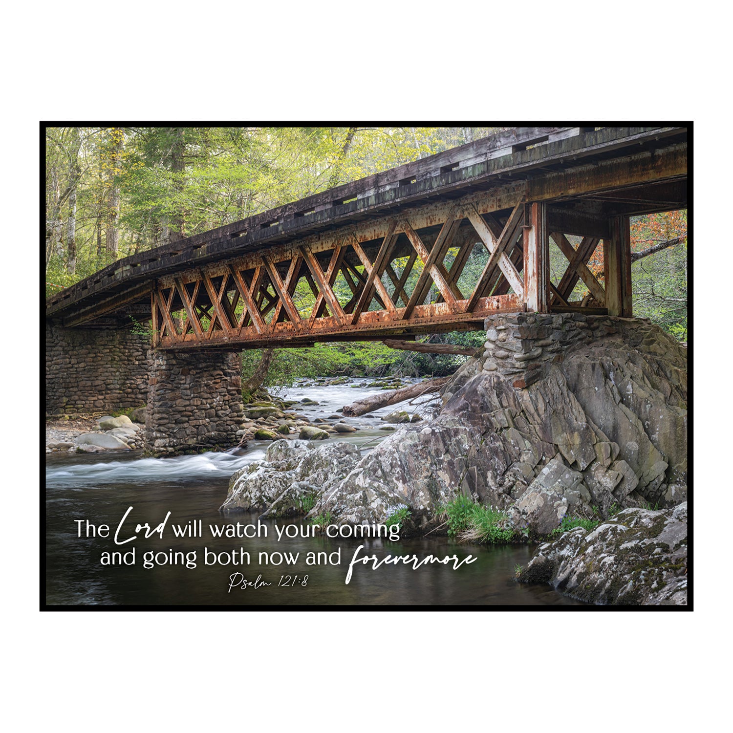 Wall Art, Mdf: The Lord Will Watch, Psalm 121:8, Bridge, Milled Hanger Hole