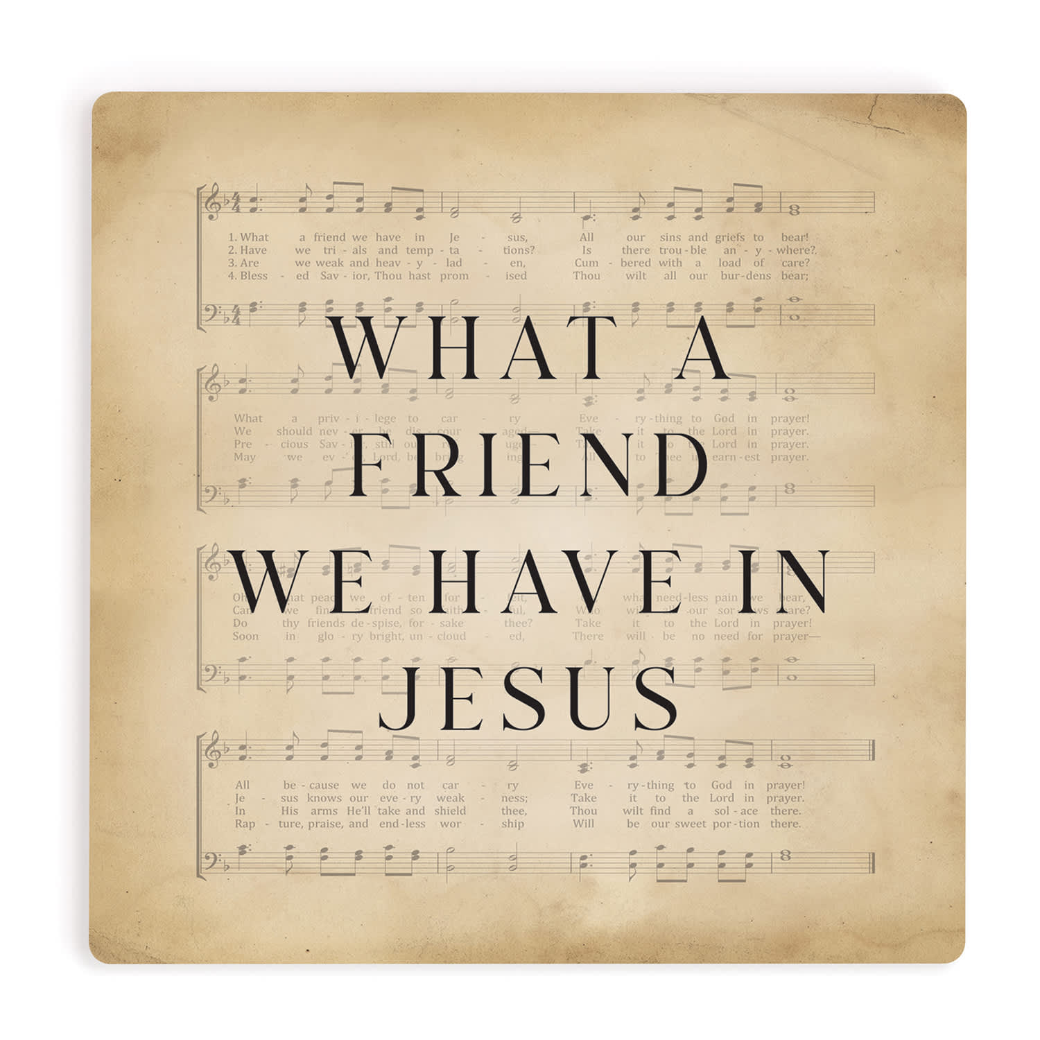 Ceramic Coaster: What A Friend We Have In Jesus, Music Sheet