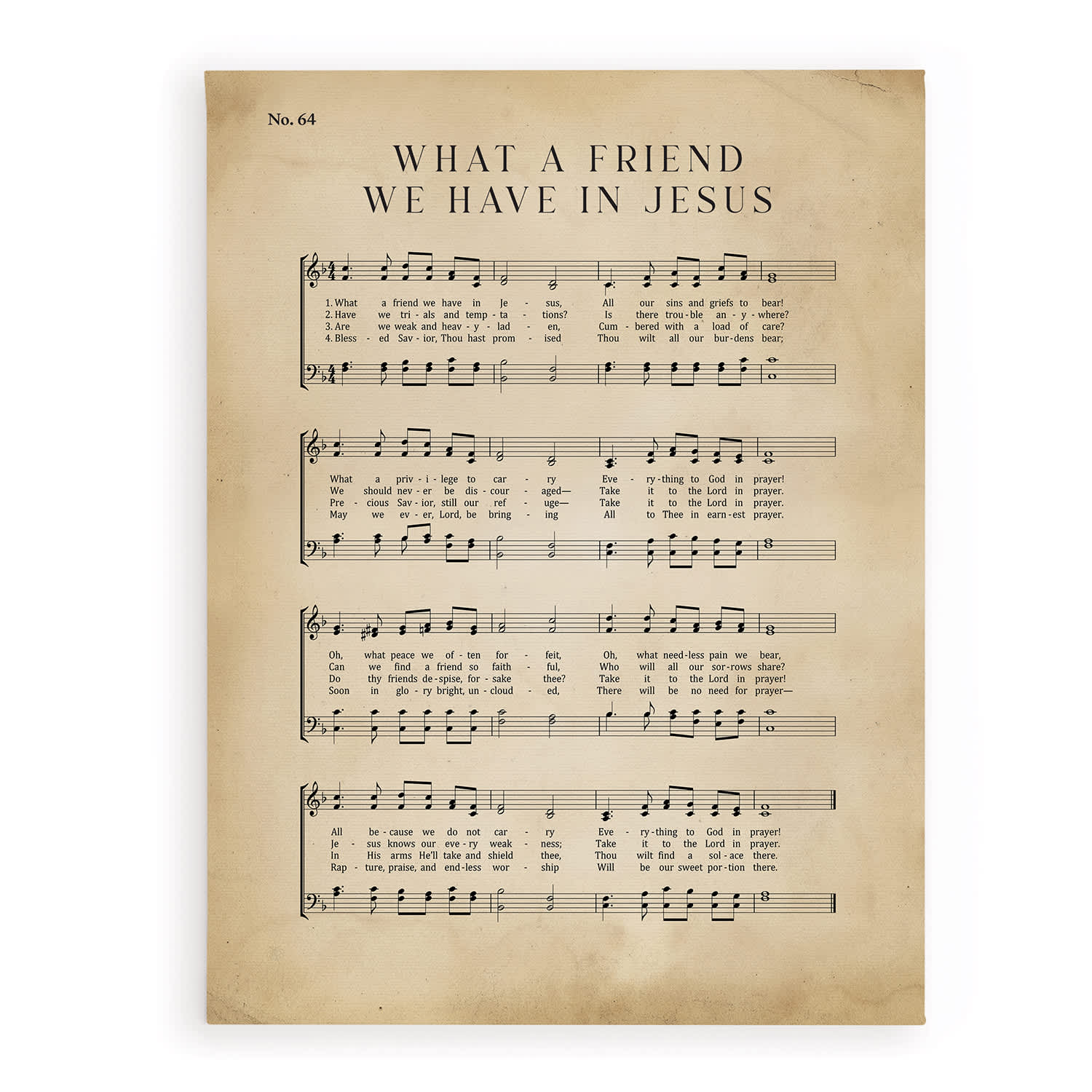 Wall Art: What A Friend We Have In Jesus, Sheet Music 