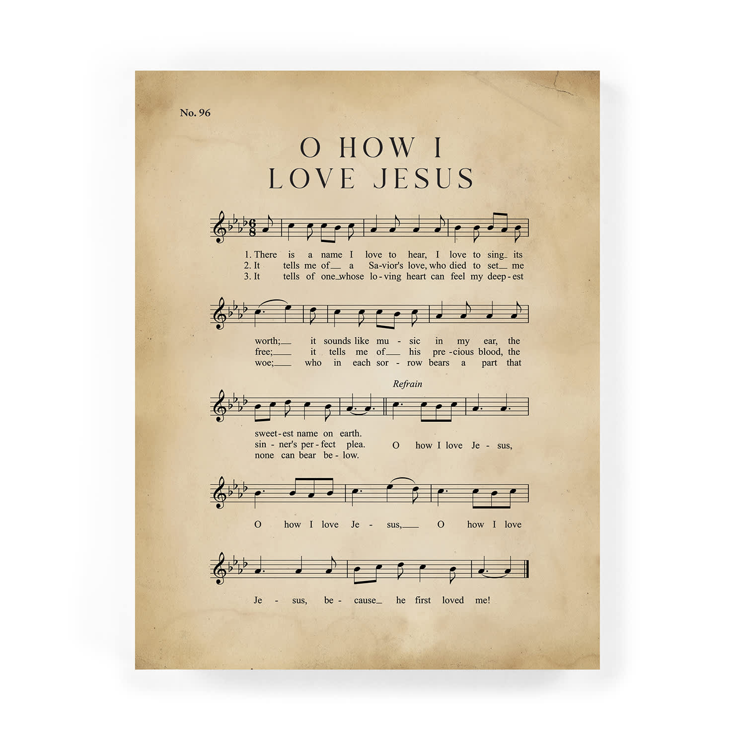 Tabletop Décor: Oh How I Love Jesus, Sheet Music (MDF)