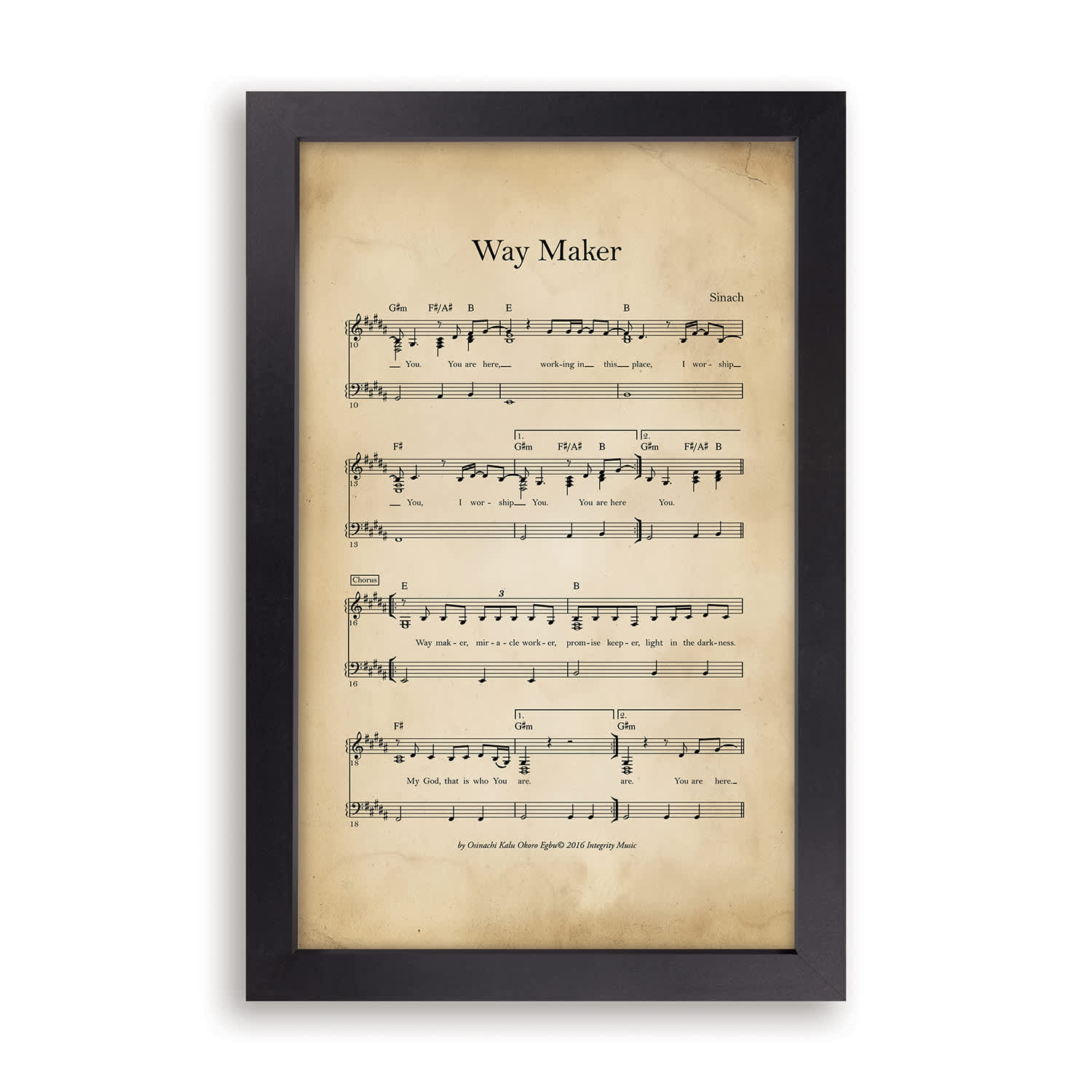 Framed Wall Art: Way Maker, Music Sheet (MDF/HDF)