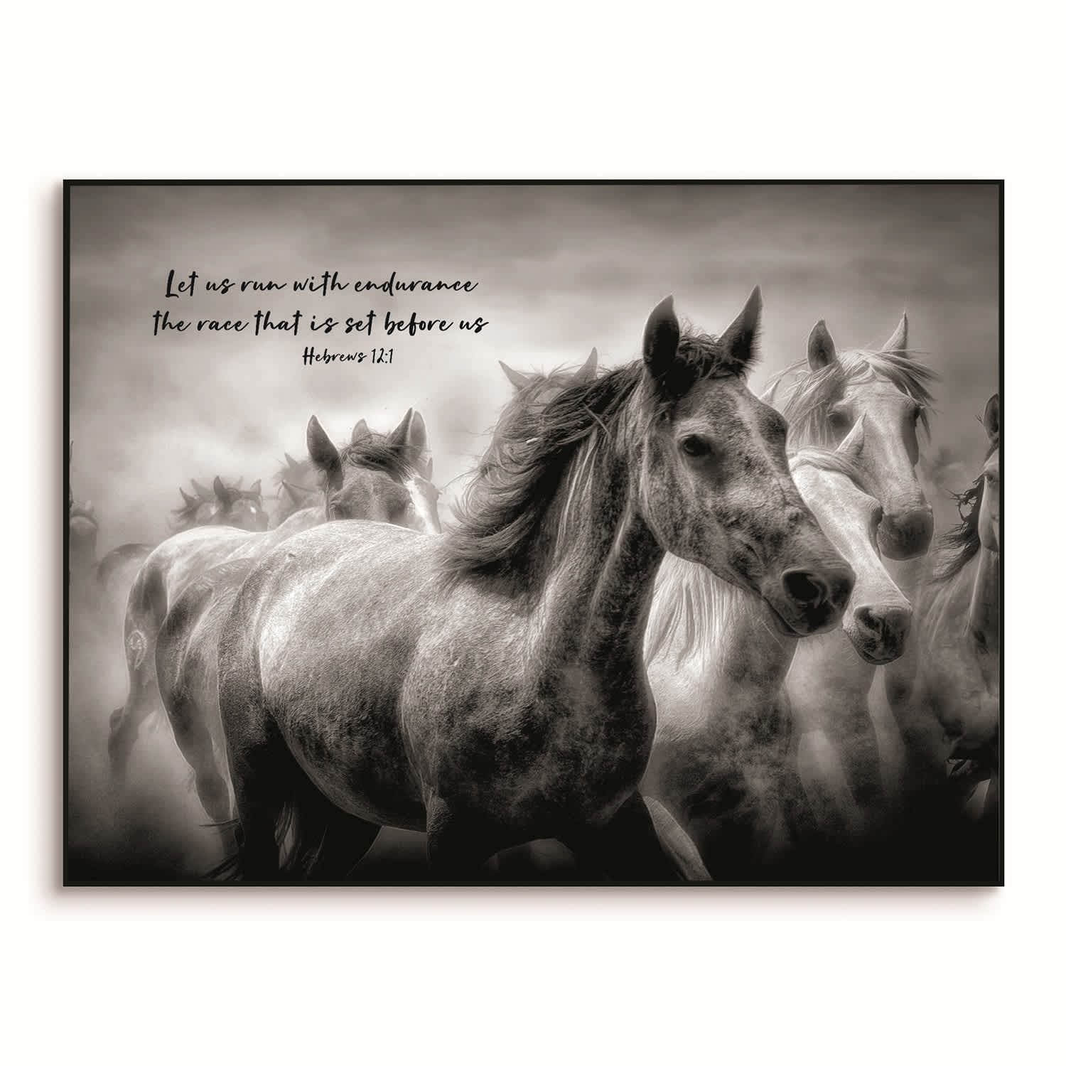 Wall Art: Let Us Run With Endurance The Race That Is Set Before Us, Horses (MDF)