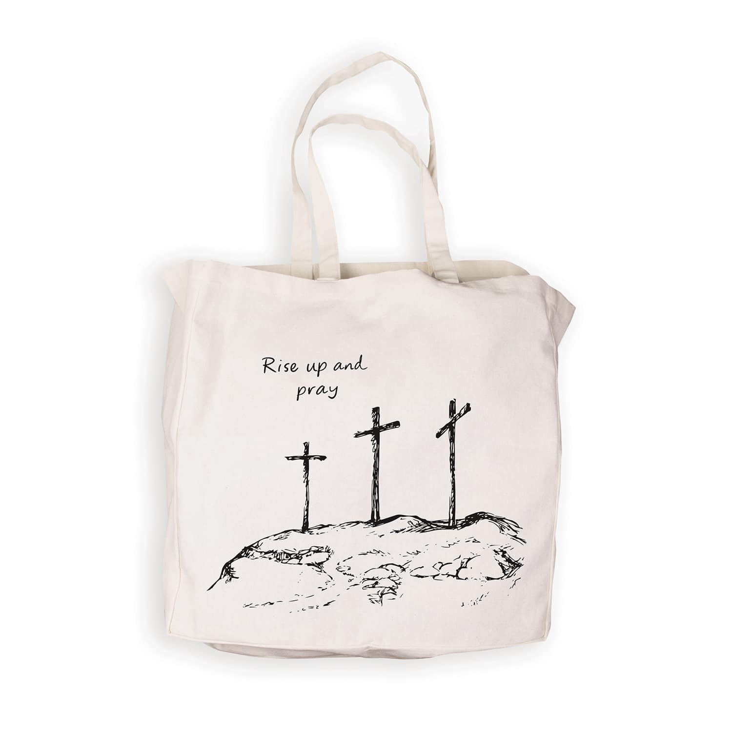 Reusable Tote Bag: Three Crosses, White Canvas
