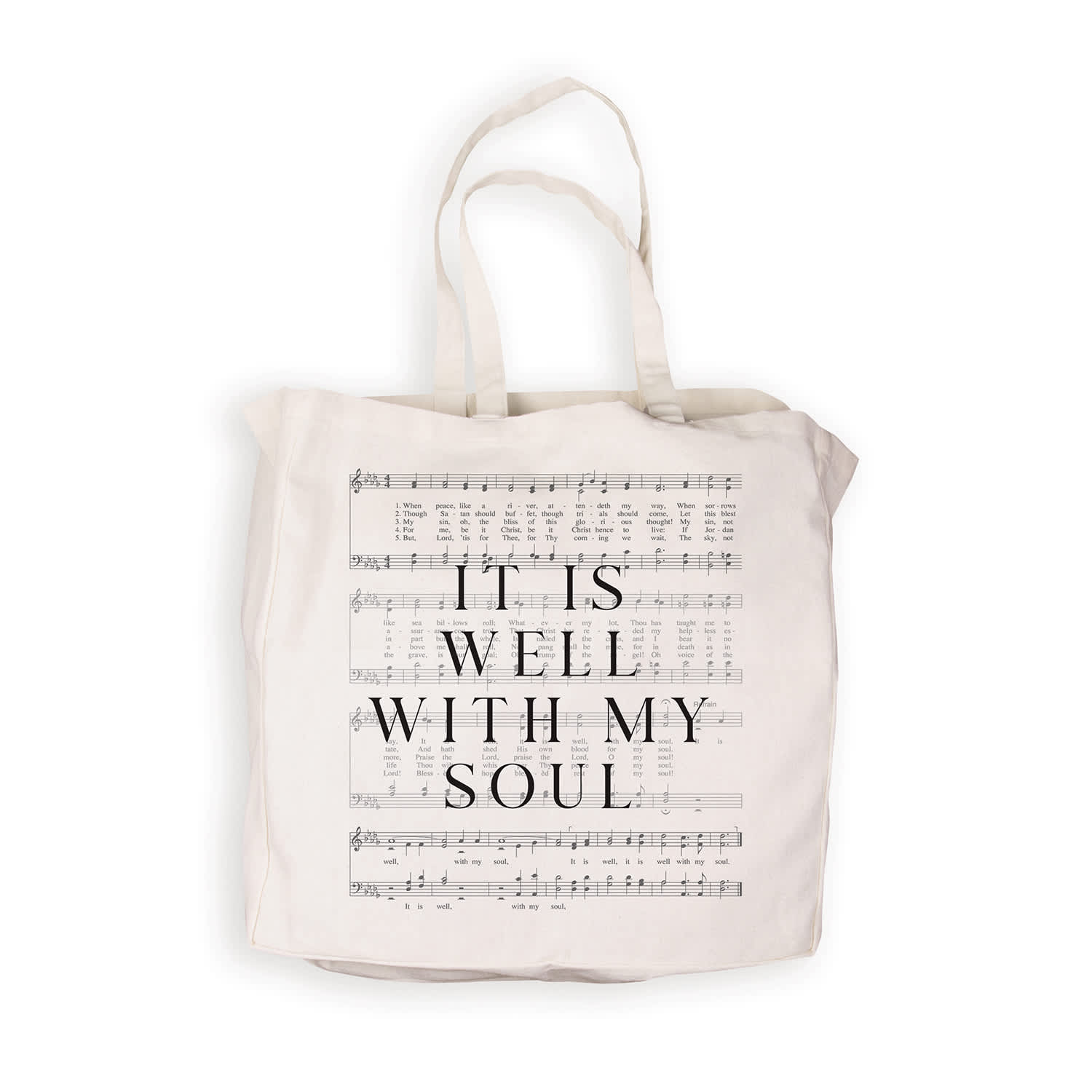 Reusable Tote Bag: It Is Well With My Soul, White Canvas