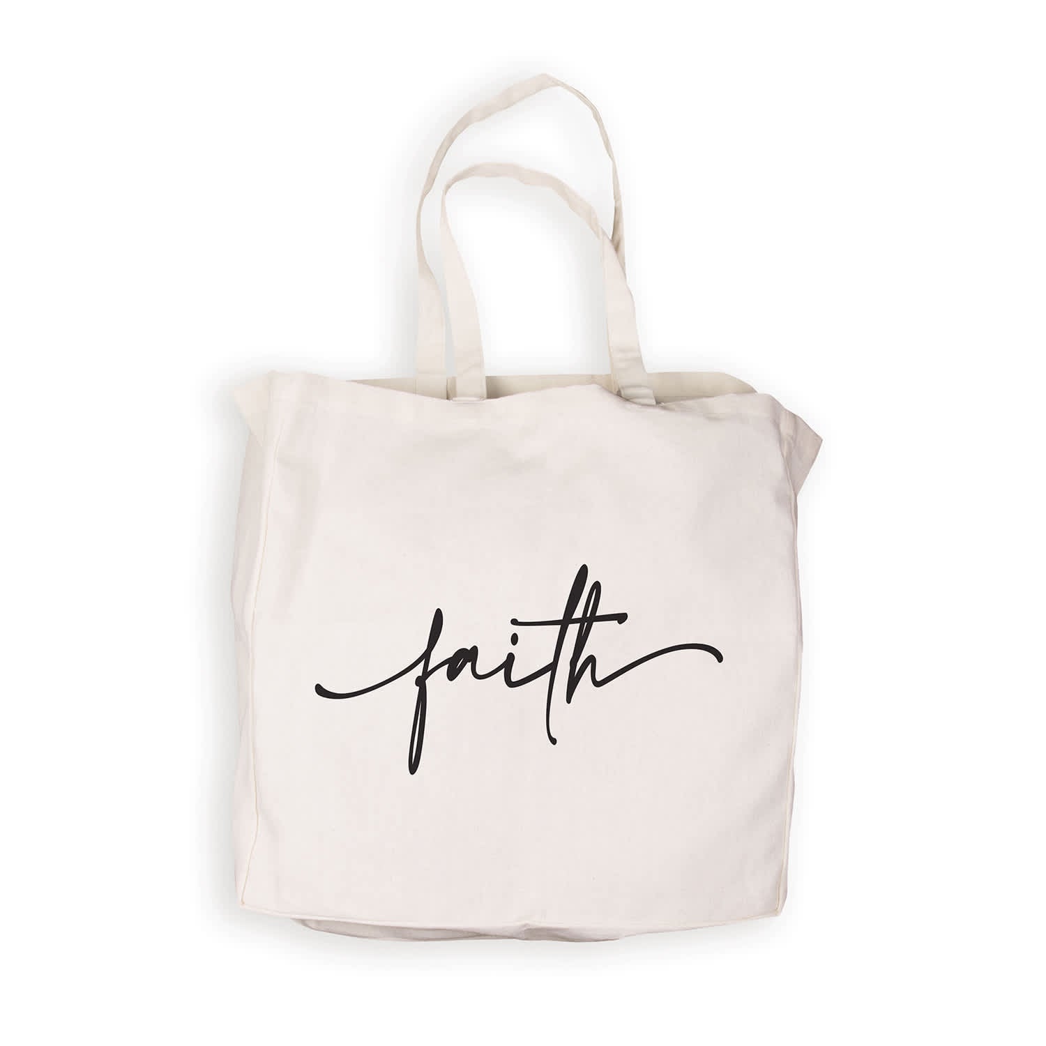 Reusable Tote Bag: Faith, White Canvas