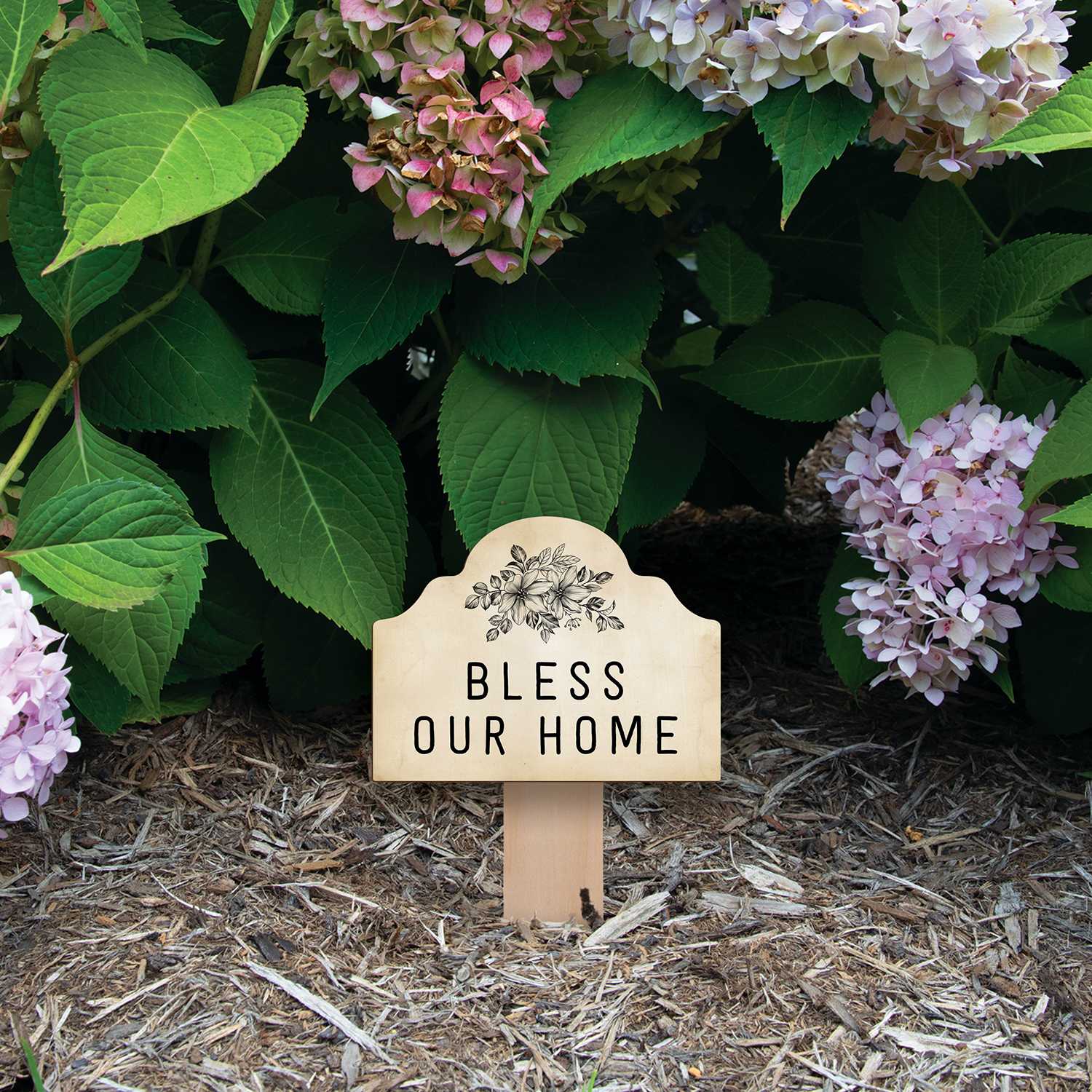 Outdoor Décor: Bless our Home Stake/Sign (Pine)