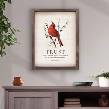 Framed Wall Art (Pine, MDF): Trust (Cardinal)