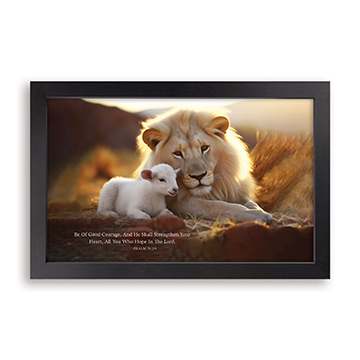 Framed Wall Art (MDF): Be Of Good (Lion & Lamb)