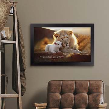 Framed Wall Art (MDF): Be Of Good (Lion & Lamb)