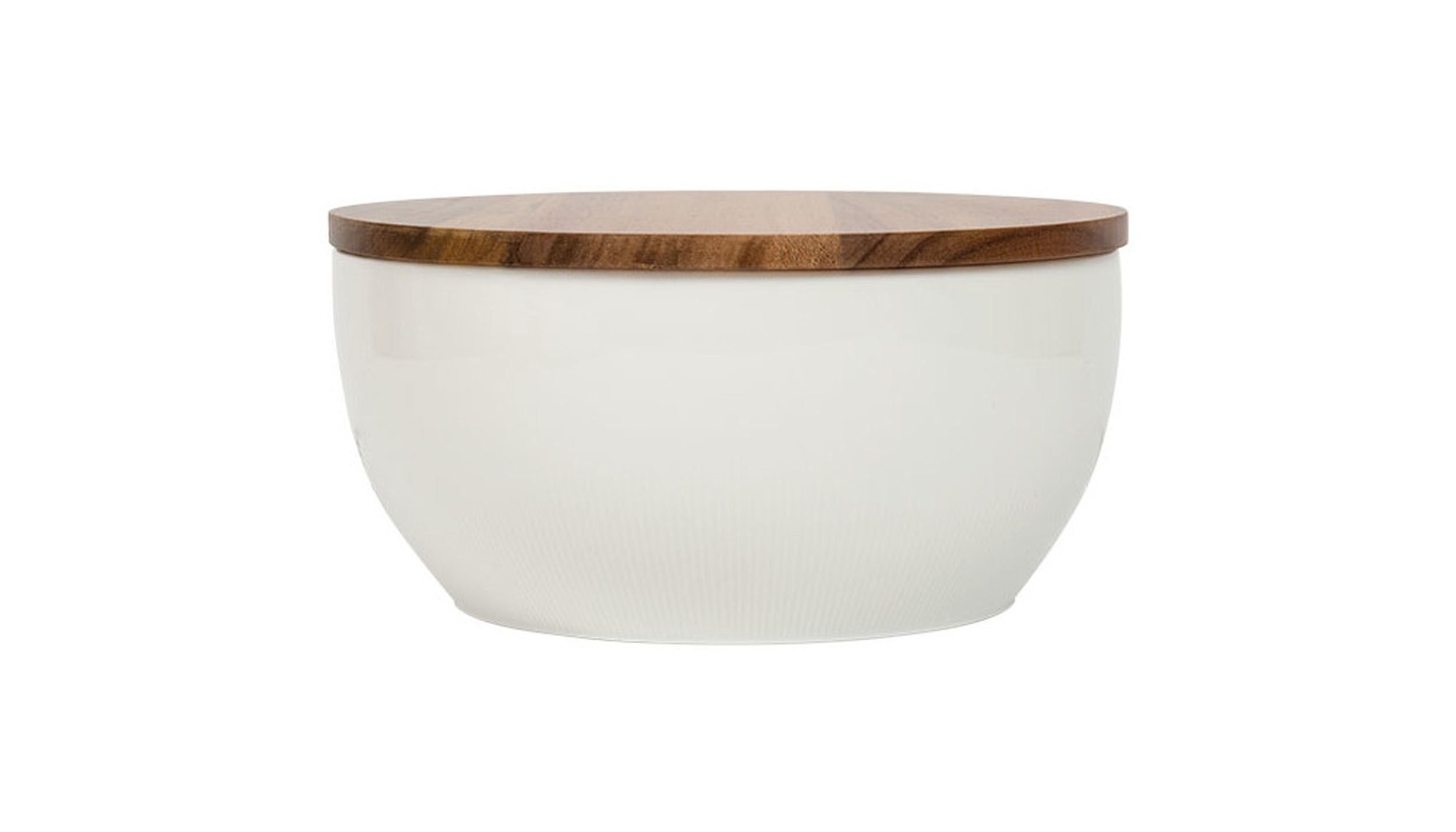 Serving Bowl With Lid (Porcelain/acacia Wood)
