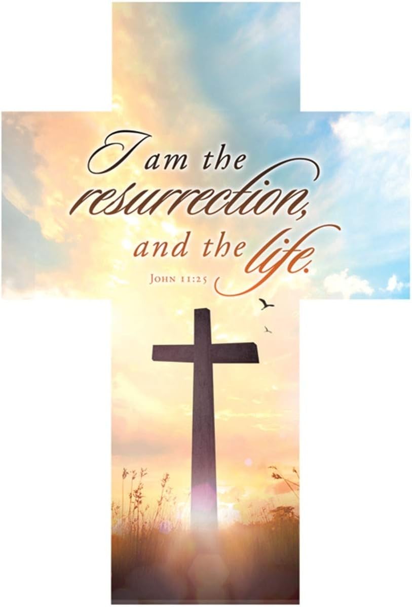 Bookmark Cross-Shaped (25 Pack): I Am The Resurrection and The Life (John 11:25 KJV)