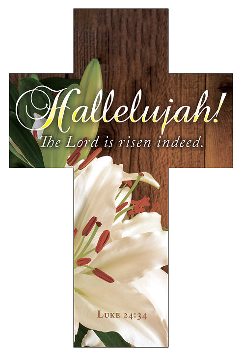 Bookmark Cross-Shaped (25 Pack): Hallelujah! (Luke 24:34 KJV)