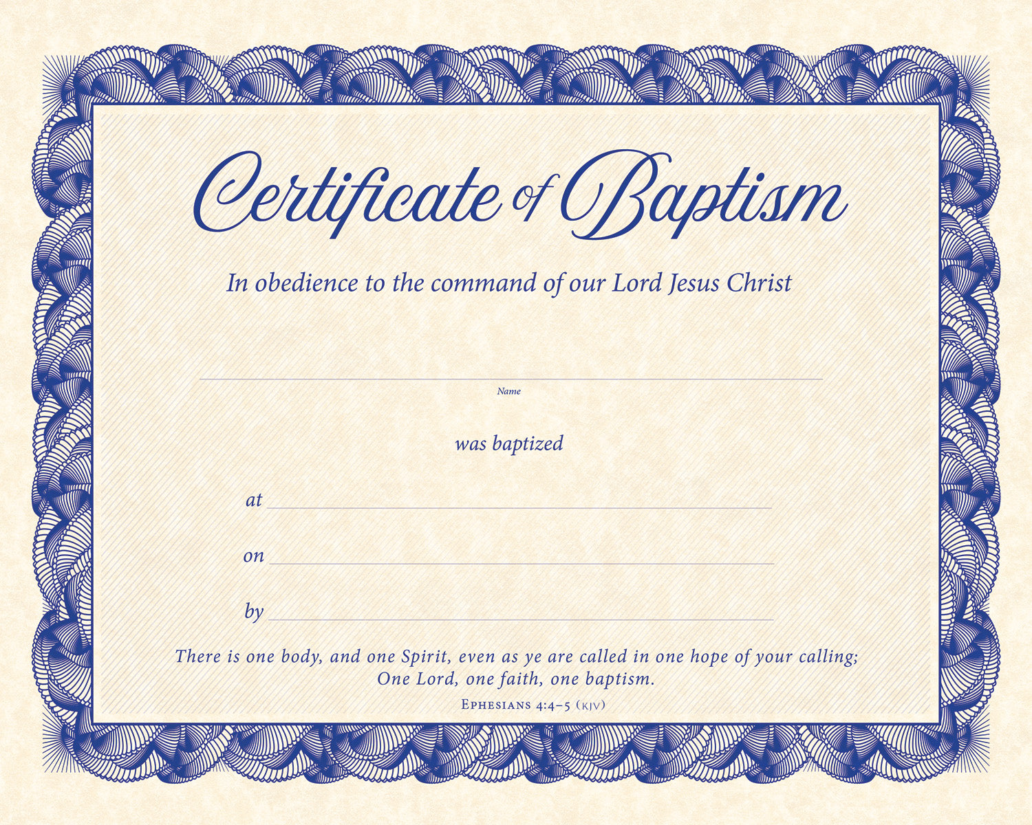 Certificate of Baptism  (KJV, Eph 4:4-5)