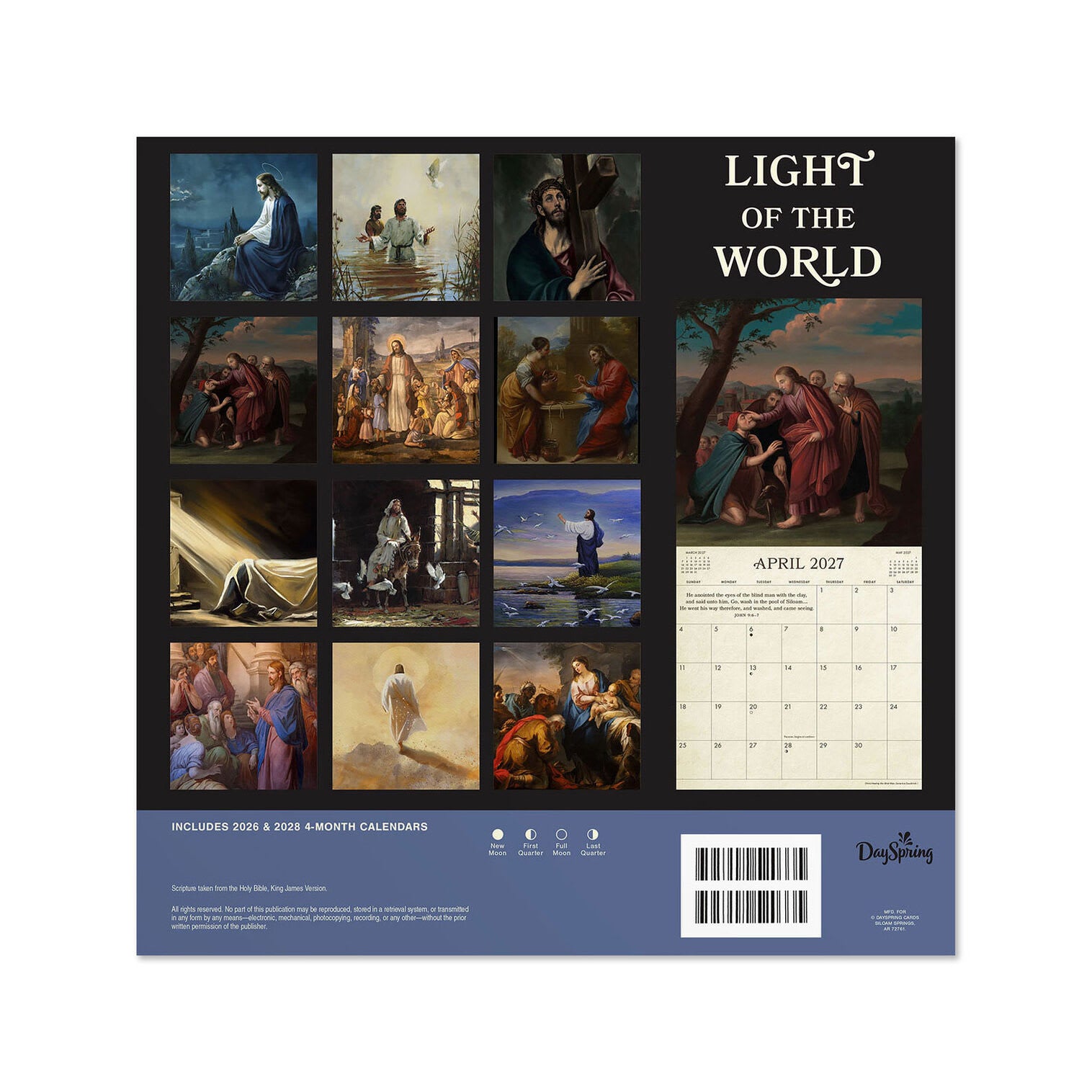 2027 12-Month Wall Calendar: Light Of The World Premium with Envelope, KJV