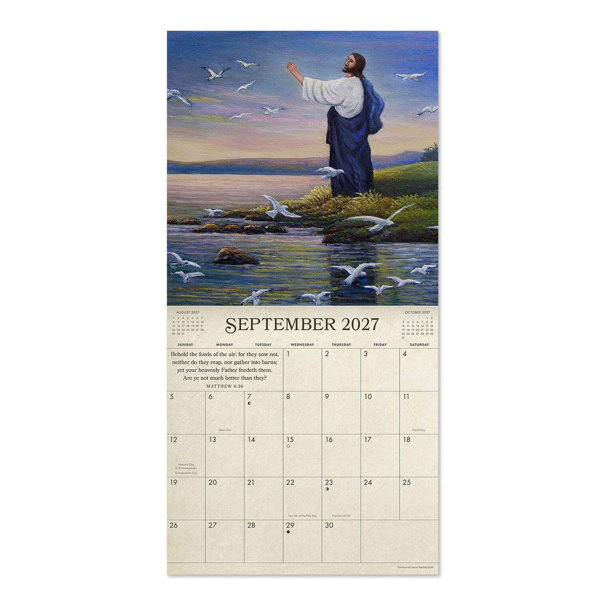 2027 12-Month Wall Calendar: Light Of The World Premium with Envelope, KJV