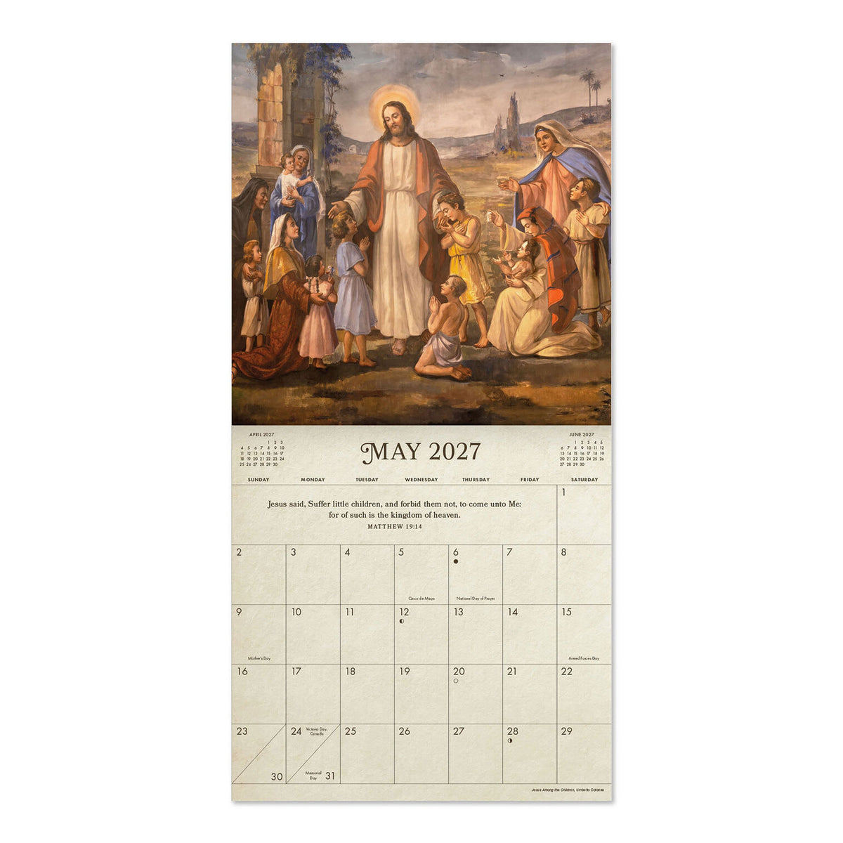 2027 12-Month Wall Calendar: Light Of The World Premium with Envelope, KJV