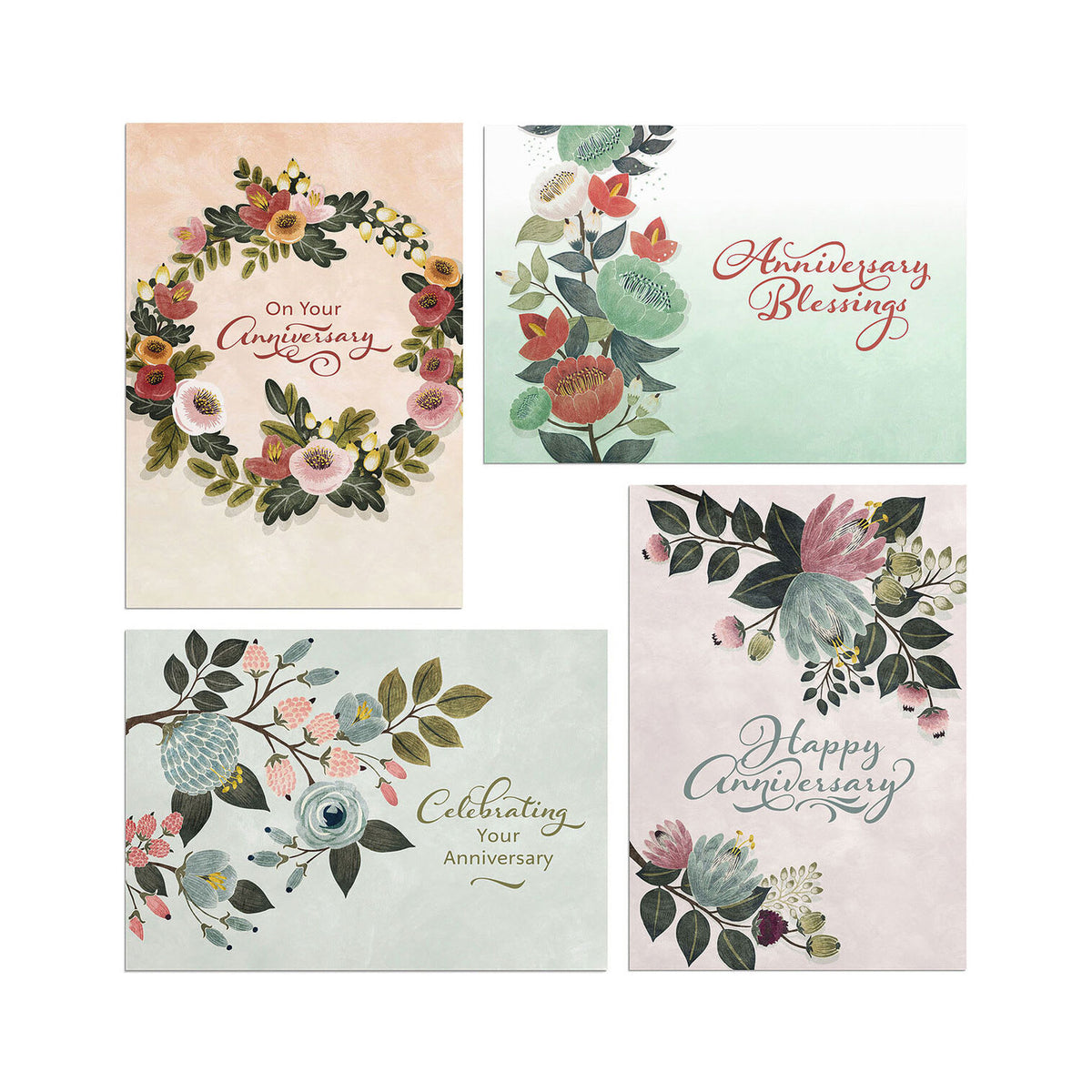 Boxed Cards Anniversary: Flower (12 Cards & Envelopes, 4 Designs)