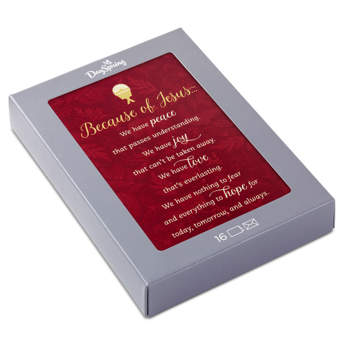 Christmas Boxed Cards: Because Of Jesus, 16 Cards & 16 Envelopes