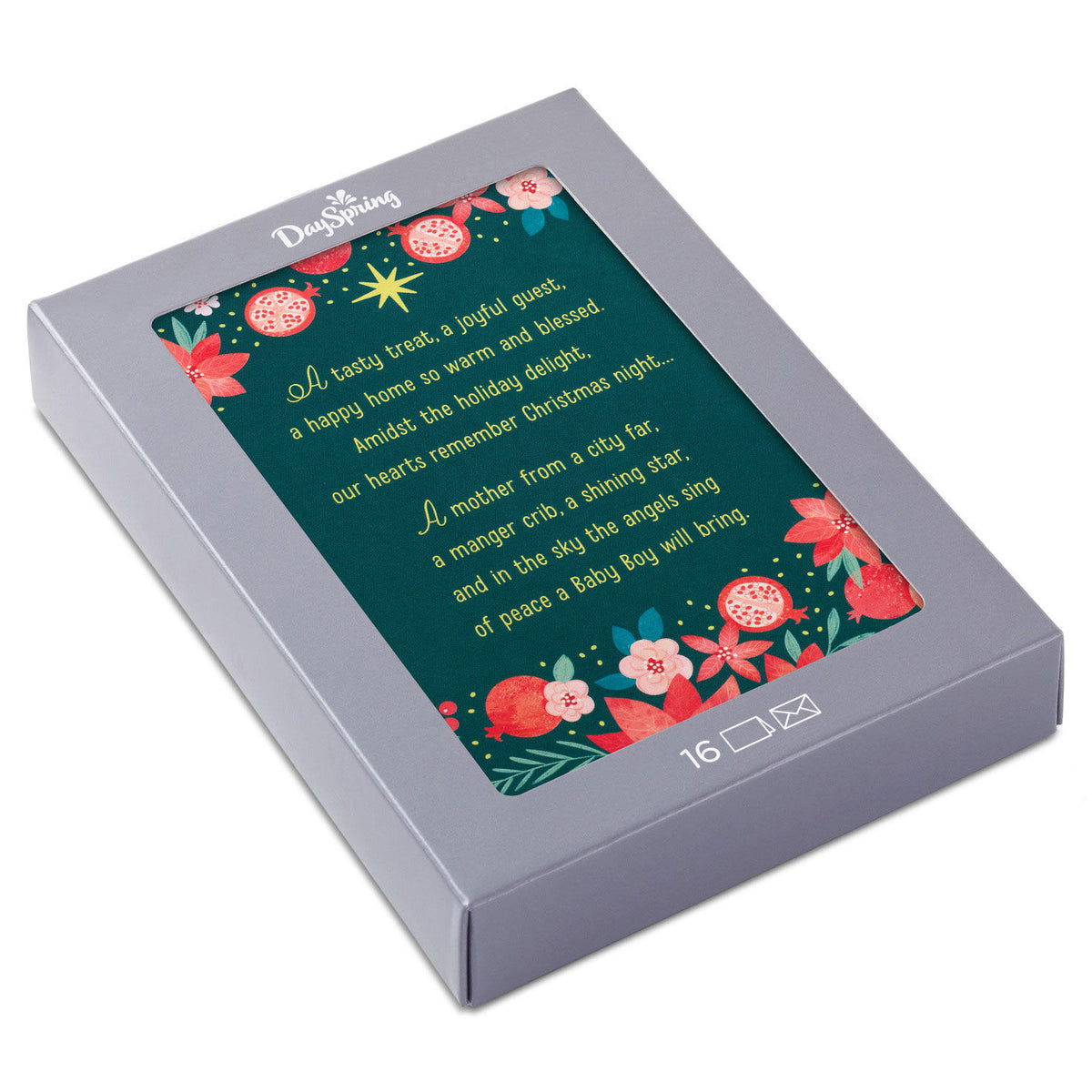Christmas Boxed Cards: Floral Christmas Night, 16 Cards & 16 Envelopes