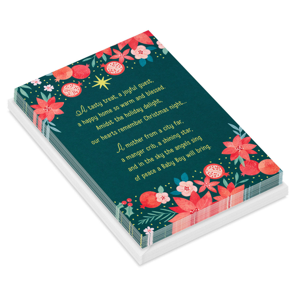 Christmas Boxed Cards: Floral Christmas Night, 16 Cards & 16 Envelopes