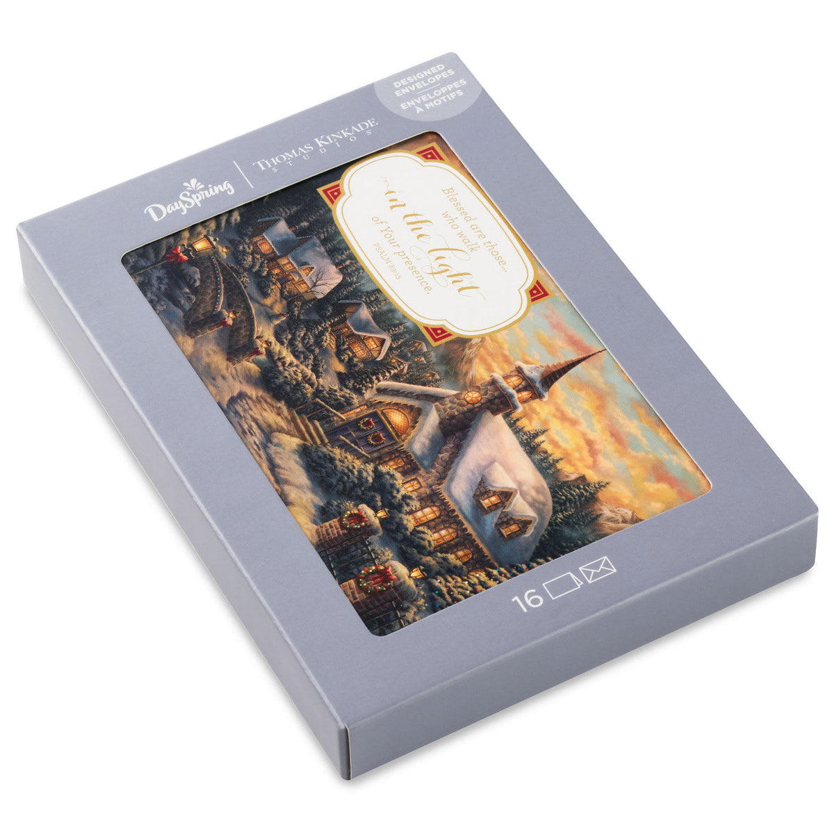 Christmas Boxed Cards: Thomas Kinkade Blessed Church, 16 Cards & 16 Envelopes
