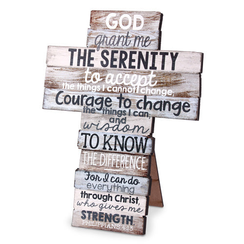 Stacked Wood Cross: Serenity, Medium (Phil 4:13)
