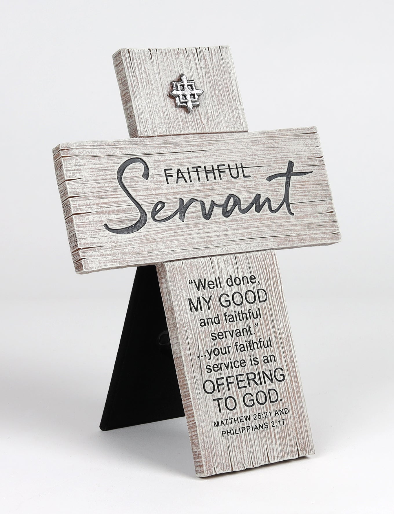 Resin Wall/Desktop Cross: Faithful Servant, Matthew 25:21 & Philippians 2:17