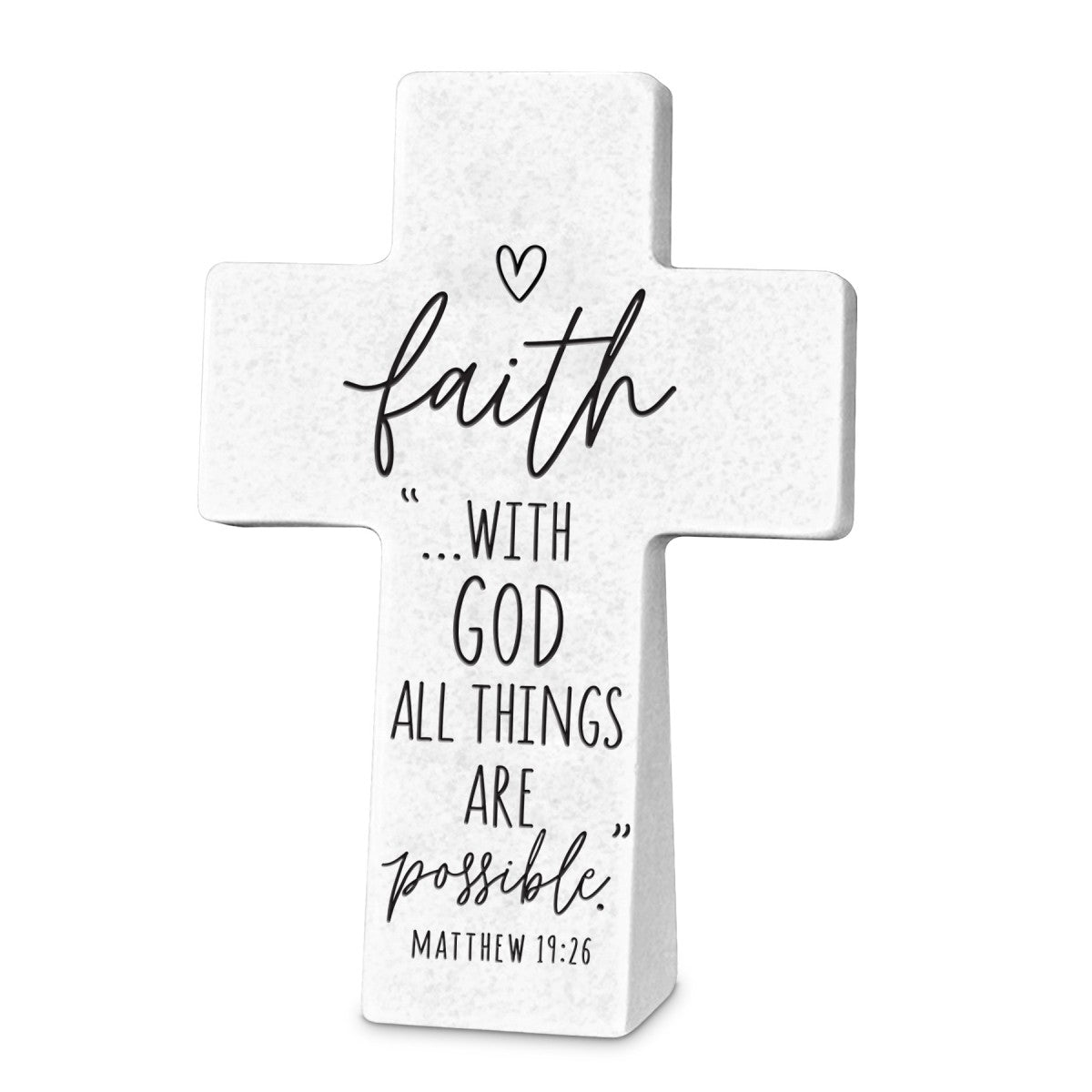 Cross (Resin Stone): She Inspires Faith, Matthew 19:26