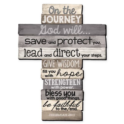 Stacked Wood Cross: Journey, Large (Jer 29:11)