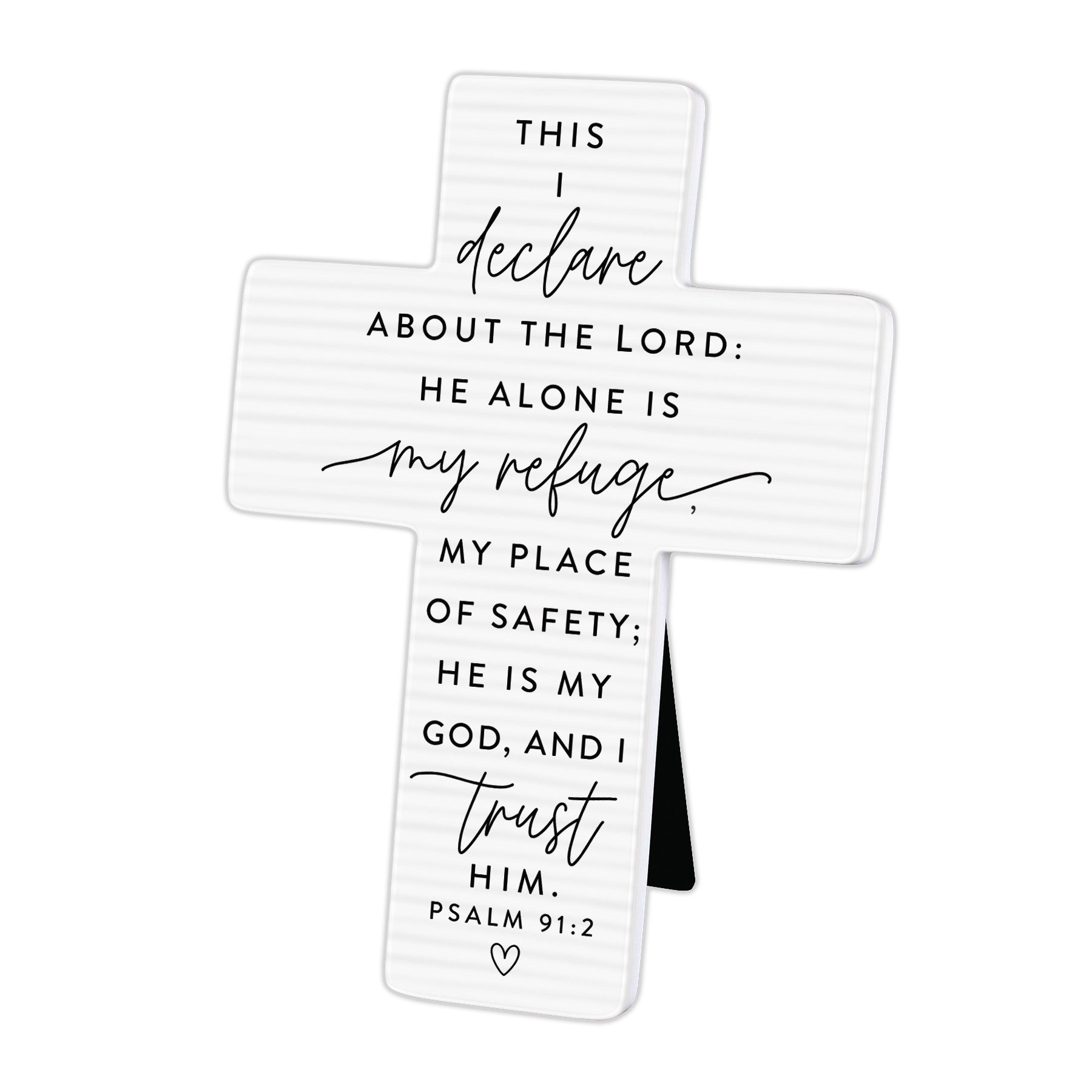 Ceramic Cross: My Refuge Easel Back (Psalm 91:2)