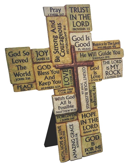 Resin Cross: Stacked Stones Look (Easel Stand or Wall Hanging option)