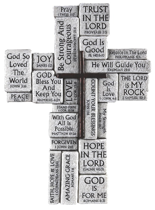 Cross: Stacked Stones, Gray, Easel Back (Resin)
