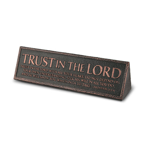 Tabletop Plaque: Trust in the Lord Resin (Proverbs 3:5-6)
