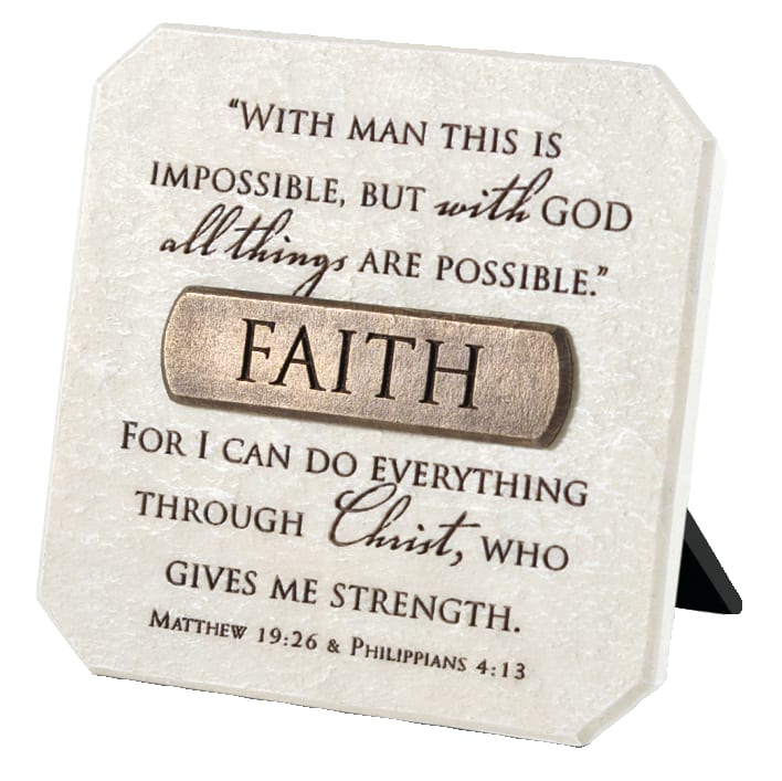 Tabletop Plaque: Faith Bronze (Polyresin)
