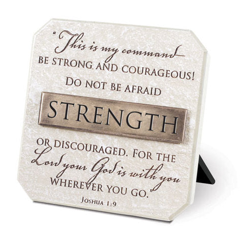 Tabletop Plaque: Strength Bronze (Polyresin)