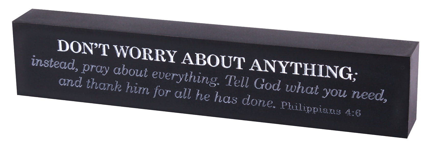 Scripture Bar: Don't Worry, Navy, Cast Stone (Phil 4:6)