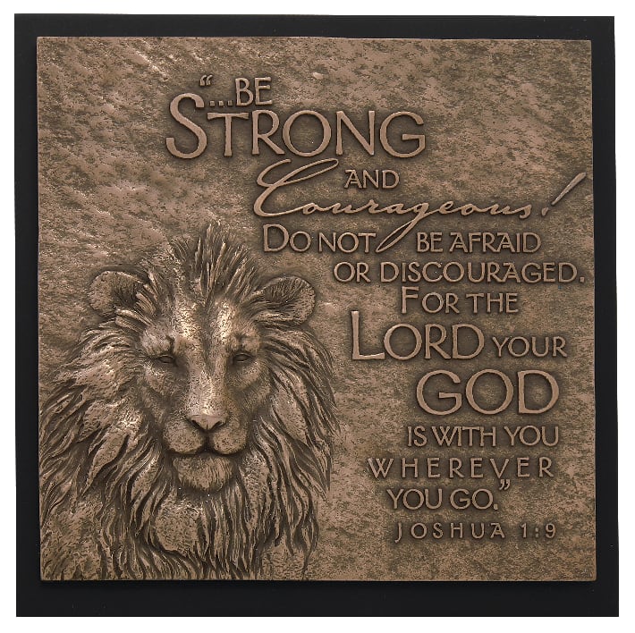 Resin/Mdf Plaque: Sculpture Moments of Faith, Lion (Josh 1:9)