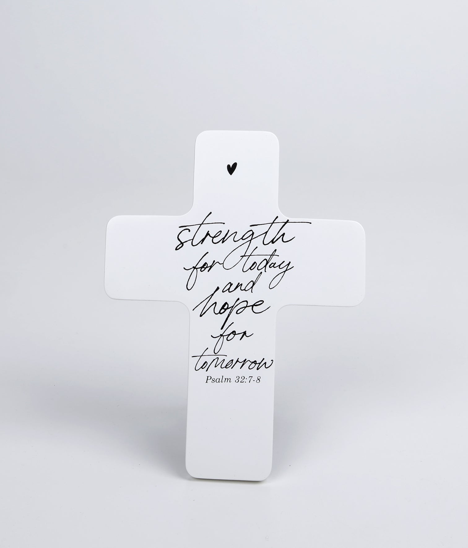 Resin Desktop Cross: Strength for Today (Psalm 23:6) White, Crafted Inspiration